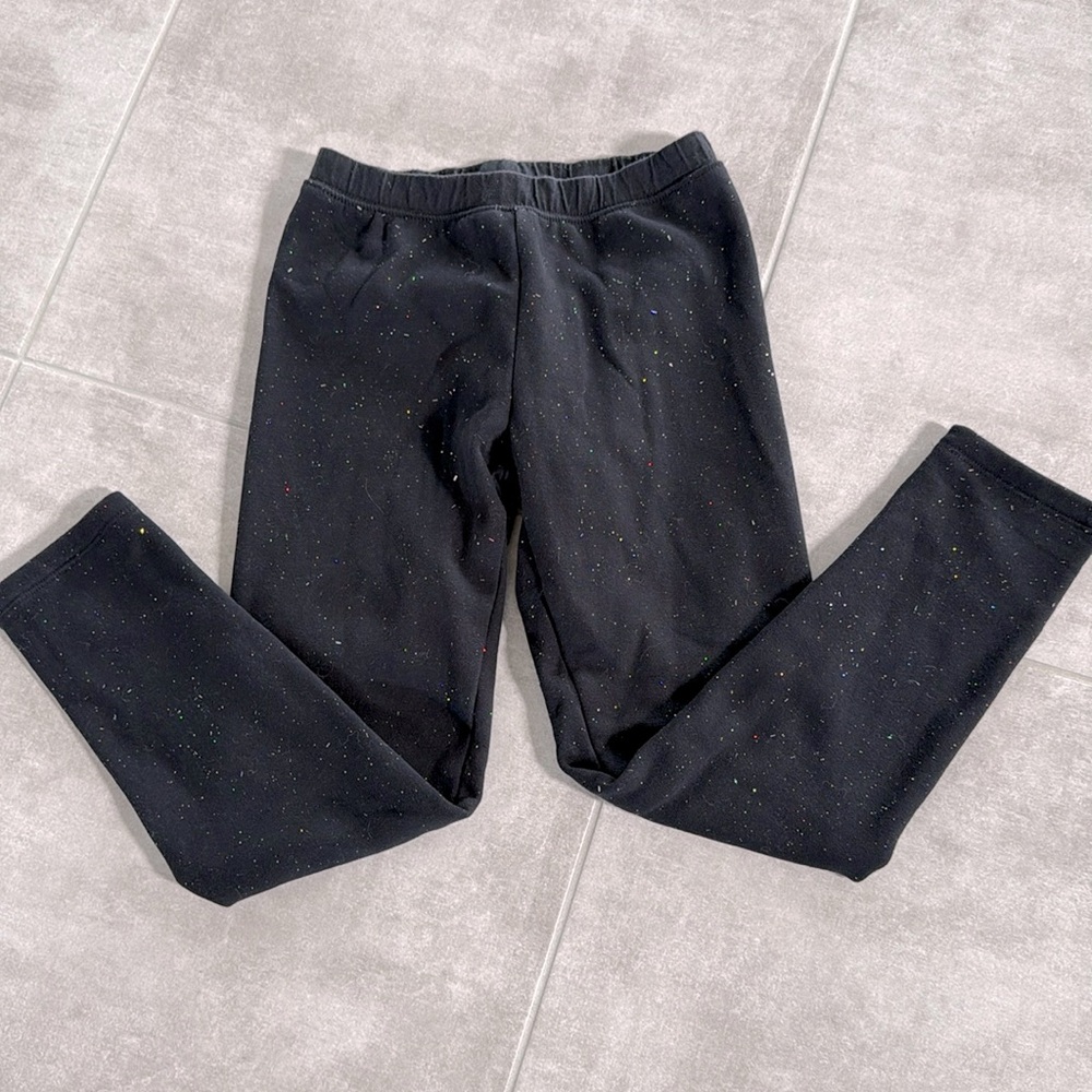 *Gently Worn* Cat & Jack Girl's Black Fleece Lined Leggings w/ Subtle Sparkle- L